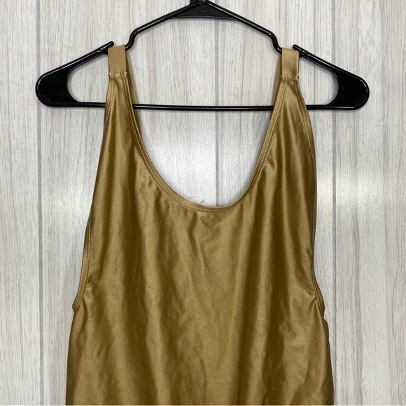 NWT Good American High Cut Deep Back One Piece Bodysuit in Gold Bronze size 4 XL - Picture 4 of 13
